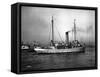 Steamship in Harbor, Circa 1909-Asahel Curtis-Framed Stretched Canvas