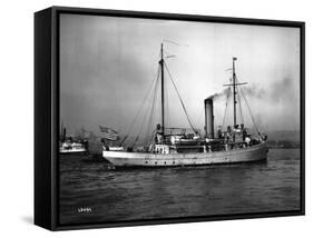 Steamship in Harbor, Circa 1909-Asahel Curtis-Framed Stretched Canvas