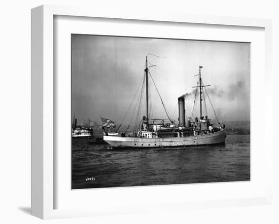 Steamship in Harbor, Circa 1909-Asahel Curtis-Framed Giclee Print