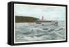 Steamship in Rapids on St. Lawrence River, New York-null-Framed Stretched Canvas