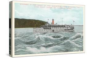 Steamship in Rapids on St. Lawrence River, New York-null-Stretched Canvas