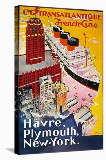 Steamship Poster, 1930S-null-Stretched Canvas