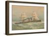 Steamship with Square-Rigged Sails-null-Framed Art Print