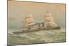 Steamship with Square-Rigged Sails-null-Mounted Art Print