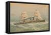 Steamship with Square-Rigged Sails-null-Framed Stretched Canvas