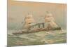 Steamship with Square-Rigged Sails-null-Mounted Art Print