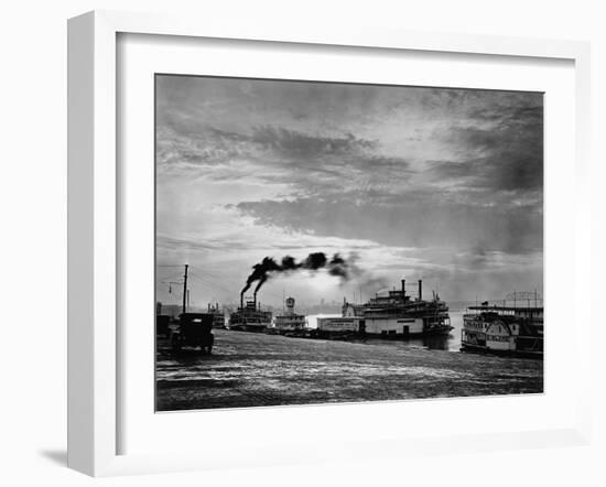 Steamships on the Ohio River-null-Framed Premium Photographic Print