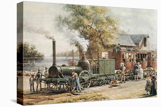 Steamtrain (1850) in New Jersey-null-Stretched Canvas