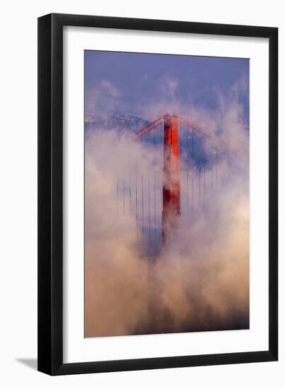 Steamy Gold North Tower,  Gate Bridge - Fog Zone - San Francisco-Vincent James-Framed Photographic Print