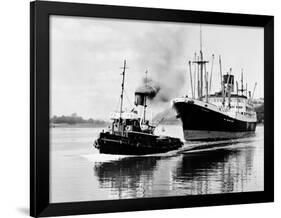 Steel and Bennie's Tug 'Brigadier' in Action, 1955-null-Framed Photographic Print