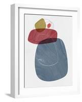 Steel and Sangria Abstract Shapes-Eline Isaksen-Framed Art Print