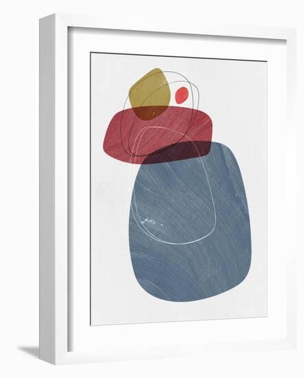 Steel and Sangria Abstract Shapes-Eline Isaksen-Framed Art Print