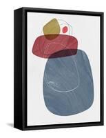 Steel and Sangria Abstract Shapes-Eline Isaksen-Framed Stretched Canvas