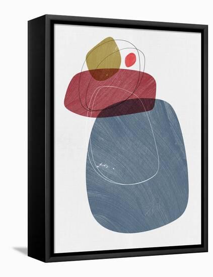 Steel and Sangria Abstract Shapes-Eline Isaksen-Framed Stretched Canvas