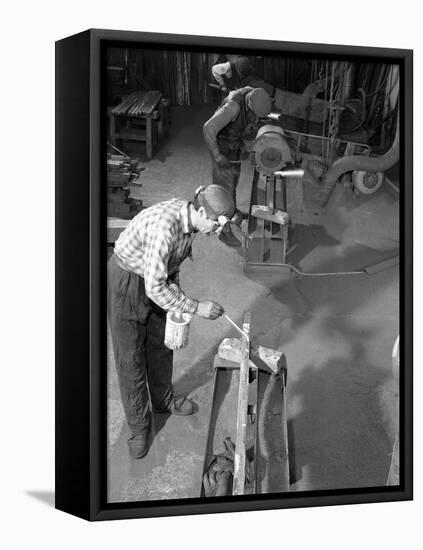 Steel Bars Being Cut to Size at J Beardshaw and Sons, Sheffield, South Yorkshire, 1963-Michael Walters-Framed Stretched Canvas