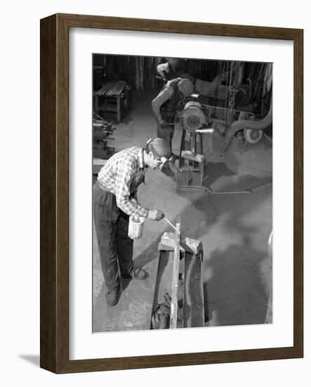 Steel Bars Being Cut to Size at J Beardshaw and Sons, Sheffield, South Yorkshire, 1963-Michael Walters-Framed Photographic Print