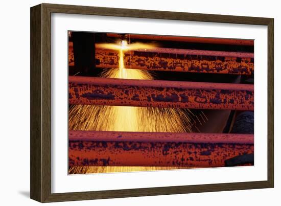 Steel Bars Being Cut-Paul Souders-Framed Photographic Print