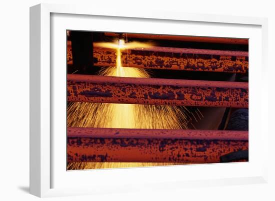 Steel Bars Being Cut-Paul Souders-Framed Photographic Print