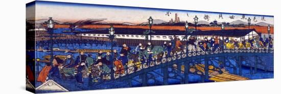 Steel Bridge at Higashibori, Osaka, Japanese Wood-Cut Print-Lantern Press-Stretched Canvas