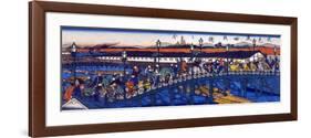 Steel Bridge at Higashibori, Osaka, Japanese Wood-Cut Print-Lantern Press-Framed Art Print