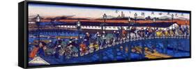 Steel Bridge at Higashibori, Osaka, Japanese Wood-Cut Print-Lantern Press-Framed Stretched Canvas