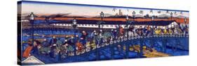 Steel Bridge at Higashibori, Osaka, Japanese Wood-Cut Print-Lantern Press-Stretched Canvas