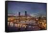 Steel Bridge over Willamette River at Blue Hour-jpldesigns-Framed Stretched Canvas