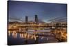 Steel Bridge over Willamette River at Blue Hour-jpldesigns-Stretched Canvas