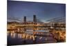 Steel Bridge over Willamette River at Blue Hour-jpldesigns-Mounted Photographic Print