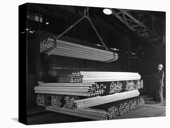 Steel H Girders Being Stacked for Distribution, Park Gate, Rotherham, South Yorkshire, 1964-Michael Walters-Stretched Canvas