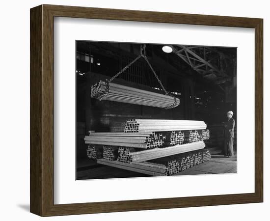 Steel H Girders Being Stacked for Distribution, Park Gate, Rotherham, South Yorkshire, 1964-Michael Walters-Framed Photographic Print