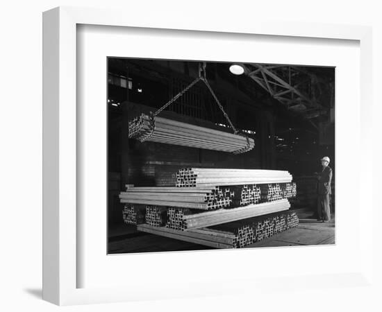 Steel H Girders Being Stacked for Distribution, Park Gate, Rotherham, South Yorkshire, 1964-Michael Walters-Framed Photographic Print