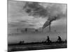 Steel Mill in Dusseldorf, German Steel Workers Bicycling Home from Work-Ralph Crane-Mounted Photographic Print