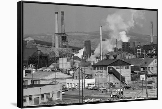 Steel Mill Smokestack,Smoke Billow;Pollu-null-Framed Stretched Canvas