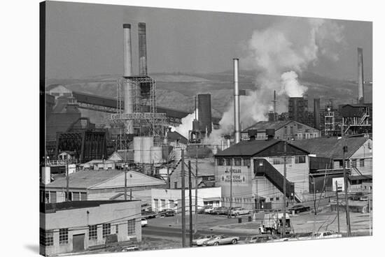 Steel Mill Smokestack,Smoke Billow;Pollu-null-Stretched Canvas