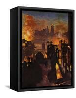 "Steel Mills," November 23, 1946-John Atherton-Framed Stretched Canvas