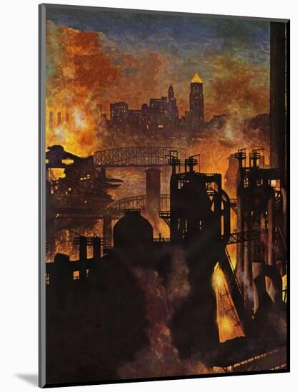 "Steel Mills," November 23, 1946-John Atherton-Mounted Giclee Print