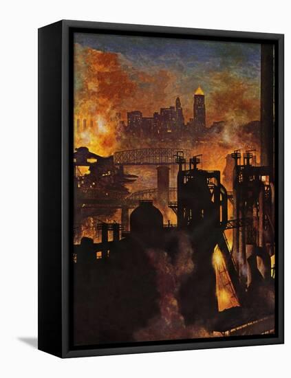 "Steel Mills," November 23, 1946-John Atherton-Framed Stretched Canvas