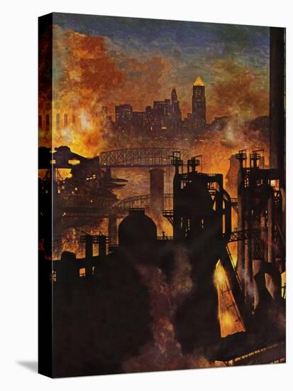 "Steel Mills," November 23, 1946-John Atherton-Stretched Canvas