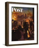 "Steel Mills," Saturday Evening Post Cover, November 23, 1946-John Atherton-Framed Premium Giclee Print