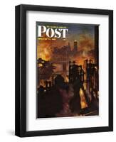 "Steel Mills," Saturday Evening Post Cover, November 23, 1946-John Atherton-Framed Giclee Print