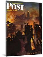 "Steel Mills," Saturday Evening Post Cover, November 23, 1946-John Atherton-Mounted Giclee Print