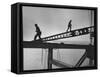 Steel Workers Above the Delaware River During Construction of the Delaware Memorial Bridge-Peter Stackpole-Framed Stretched Canvas