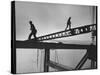 Steel Workers Above the Delaware River During Construction of the Delaware Memorial Bridge-Peter Stackpole-Stretched Canvas