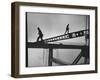 Steel Workers Above the Delaware River During Construction of the Delaware Memorial Bridge-Peter Stackpole-Framed Photographic Print