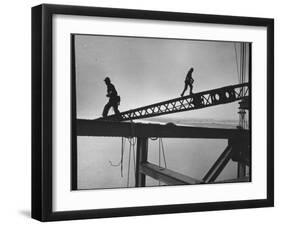 Steel Workers Above the Delaware River During Construction of the Delaware Memorial Bridge-Peter Stackpole-Framed Photographic Print