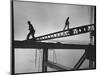 Steel Workers Above the Delaware River During Construction of the Delaware Memorial Bridge-Peter Stackpole-Mounted Photographic Print