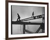 Steel Workers Above the Delaware River During Construction of the Delaware Memorial Bridge-Peter Stackpole-Framed Photographic Print