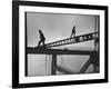 Steel Workers Above the Delaware River During Construction of the Delaware Memorial Bridge-Peter Stackpole-Framed Photographic Print