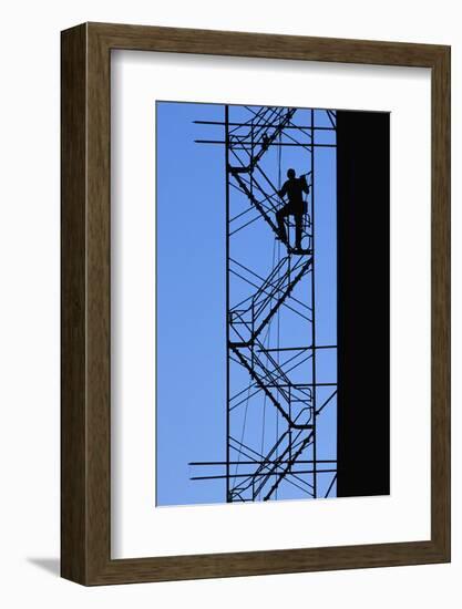 Steelworker Assembling Scaffolding-null-Framed Photographic Print